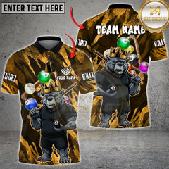 Maxcorners Billiard Bear King Pool Balls Pattern Shirt Multi Options Personalized Name, Team Name 3D Shirt