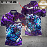 Maxcorners Bowling Shirt Cyber Bull Neon Graffiti Multioptions Personalized Name, Team Name Unisex 3D Shirt (4 Colors)