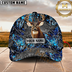 Maxcorners Whitetail Deer Hunting Honeycomb Mesh Grey Camo Metal Plate Custom Name 3D Cap (6 colors)