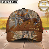 Maxcorners Deer Hunting Camo Leather Cross Rustic Pattern Personalized Name 3D Cap (6 Colors)