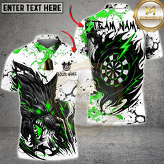Maxcorners Darts Shirt β Black Wolf & Target Splash Ink 3D Design β Multi Options Personalized Name, Team Name 3D Shirt (4 Colors)