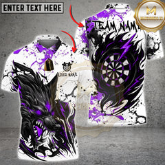 Maxcorners Darts Shirt β Black Wolf & Target Splash Ink 3D Design β Multi Options Personalized Name, Team Name 3D Shirt (4 Colors)