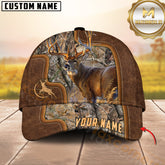 Maxcorners Deer Hunting Full Leather Arch Frame Pattern Personalized Name 3D Cap (6 Colors)
