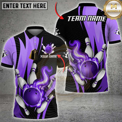Maxcorners Bowling Strike Flame Multicolor Customized Name, Team Name 3D Shirts