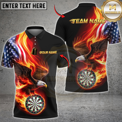 Maxcorners Darts Flaming Eagle USA Flag Dartboard Personalized Name, Team Name 3D Shirt