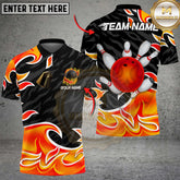 Maxcorners Flaming Bowling Strike Multicolor Customized Name, Team Name 3D Shirts