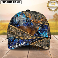 Maxcorners Zipper Reveal Whitetail Deer Personalized Hat 3D Printed Multicolor
