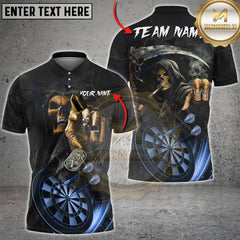Maxcorners Skull Reaper Darts Multicolor Personalized Name, Team Name Shirt (4 Colors)