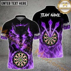 Maxcorners Wolf Fire Flame Darts Jersey Multicolor Option Customized Name, Team Name 3D Shirt