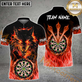 Maxcorners Wolf Fire Flame Darts Jersey Multicolor Option Customized Name, Team Name 3D Shirt