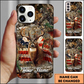 Maxcorners Deer Hunting American Flag Personalized Name Phone Case