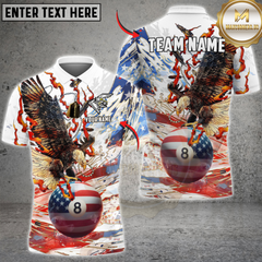 Maxcorners Billiards Eagle USA Flag 8 Ball Flame Personalized Name, Team Name 3D Shirt