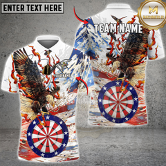 Maxcorners Darts Eagle USA Flag Dartboard Flame Personalized Name, Team Name 3D Shirt