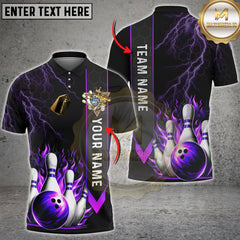 Maxcorners Bowling Flame Multicolor Customized Name, Team Name 3D Shirts