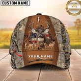 Maxcorners Buck & Antlers Rustic Camo Hunting Personalized 3D Cap Printed Multicolor