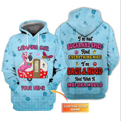 Maxcorners Camping Girl Flamingo Personalized Name Shirt All Over Print 3D