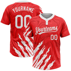 Maxcorners Custom Red White 3D Pattern Two-Button Unisex Softball Jersey
LM0609