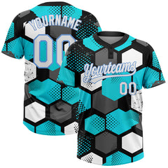 Maxcorners Custom Sky Blue White Black-Light Blue 3D Pattern Two-Button Unisex Softball Jersey
LM0609