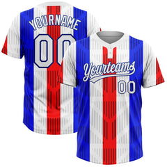 Maxcorners Custom Red White-Royal 3D Pattern Two-Button Unisex Softball Jersey
LM0609