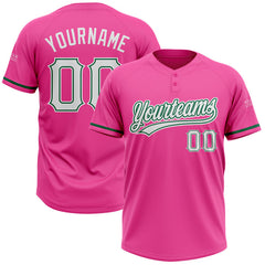 Maxcorners Custom Pink White-Kelly Green Two-Button Unisex Softball Jersey
LM0609