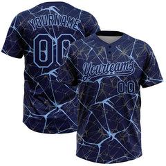 Maxcorners Custom Navy Light Blue 3D Pattern Abstract Network Two-Button Unisex Softball Jersey
LM0609
