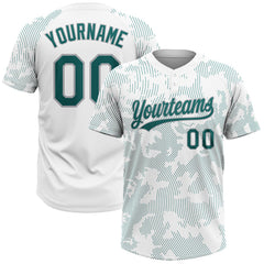 Maxcorners Custom White Teal-Gray 3D Pattern Curve Lines Two-Button Unisex Softball Jersey
LM0609