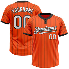 Maxcorners Custom Orange Black Pinstripe White Two-Button Unisex Softball Jersey
LM0609