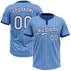 Maxcorners Custom Light Blue Royal Pinstripe White Two-Button Unisex Softball Jersey LM0609