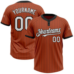Maxcorners Custom Texas Orange Black Pinstripe White Two-Button Unisex Softball Jersey LM0609