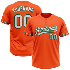 Maxcorners Custom Orange White-Kelly Green Two-Button Unisex Softball Jersey LM0609