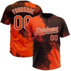 Maxcorners Custom Orange Brown-White 3D Pattern Abstract Brush Stroke Two-Button Unisex Softball Jersey
LM0609