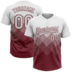 Maxcorners Custom White Burgundy 3D Gradient Square Shape Two-Button Unisex Softball Jersey
LM0609