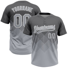 Maxcorners Custom Steel Gray Gray-White 3D Gradient Square Shape Two-Button Unisex Softball Jersey LM0609