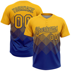 Maxcorners Custom Gold Royal 3D Gradient Square Shape Two-Button Unisex Softball Jersey LM0609
