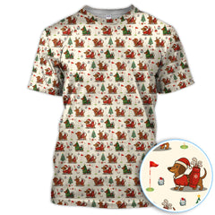 Maxcorners Christmas Dachshund Golf Polos, Cute Holiday Dog Golfer Shirt, Xmas Golf Gift For Golfer