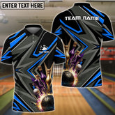 Maxcorners Bowling & Pins Sport Jersey Multicolor Option Customized Name, Team Name 3D Polo Shirt (3 Colors)