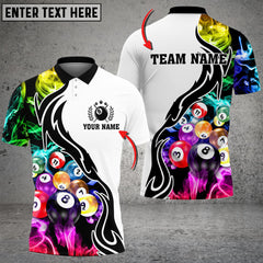 Maxcorners Billiard 8 Ball Multicolor Smoke Pattern Customized Name 3D Shirt