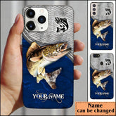 Maxcorners Walleye Fishing Blue Personalized Name Phone Case LM1812