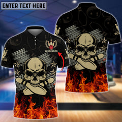 Maxcorners Skull Bowling Ball Personalized Name 3D Shirt