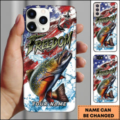 Maxcorners Trout Fishing Freedom American Flag Water Splash Art Personalized Name Phone Case