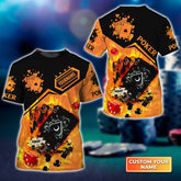 Maxcorners Poker Royal Flush On Fire Personalized Name 3D Tshirt Gift For Poker PlayersLM1009