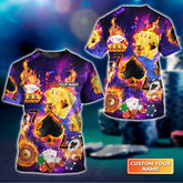 Maxcorners Funny Poker Casino Seamless Pattern Personalized Name 3D Tshirt Gift For Poker PlayersLM1009
