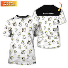 Maxcorners Custom Name Pattern Snoopy Golf Shirt, Peanuts Golf Polos, Golf Gift For Men's, Crazy Golf Shirts