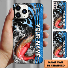 Maxcorners Salmon Fishing Vertical Name Modern Splash Art Personalized Name Phone Case