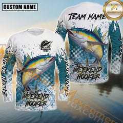 Maxcorners Tuna Fishing Weekend Hooker Splash Graphic Personalized Name, Team Name 3D Long Sleeve Shirt