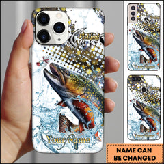 Maxcorners Trout Fishing Jumping Largemouth Bass Water Splash Personalized Name Phone Case