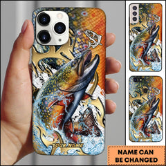 Maxcorners Trout Fishing Golden Tribal Art Personalized Name Phone Case