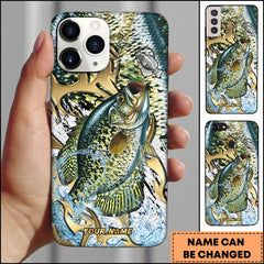 Maxcorners Crappie Fishing Golden Tribal Art Personalized Name Phone Case