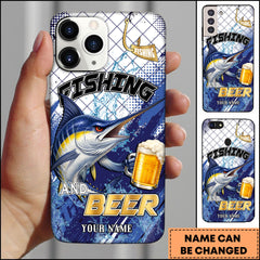 Maxcorners Marlin Fishing And Beer Green Graphic Hook Splash Funny Fish Personalized Name Phone Case