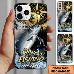 Maxcorners Chinook Fishing Jumping Chinook Compass Art Personalized Name Phone Case TU1601